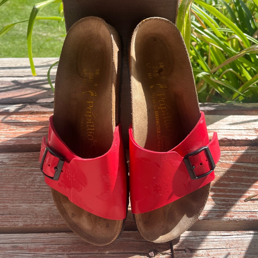 Papillio by Birkenstock. Red slides. Size 38, 7-75